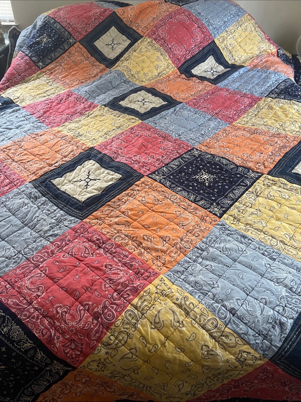Paisley Cotton Bedspread Multi Colored Reversible Light Gray king